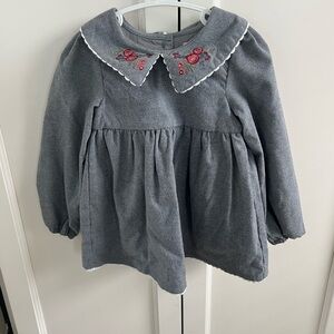 Tahari Heather Gray Dress with Embroidered Collar